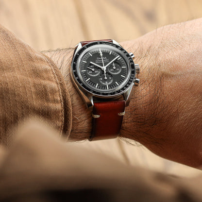 WatchGecko Oakley V-Stitch Hand-Painted Watch Strap - Mahogany