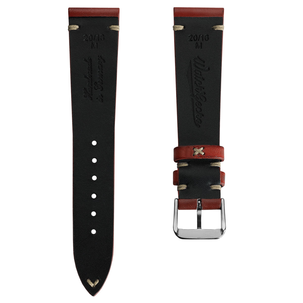WatchGecko Oakley V-Stitch Hand-Painted Watch Strap - Mahogany