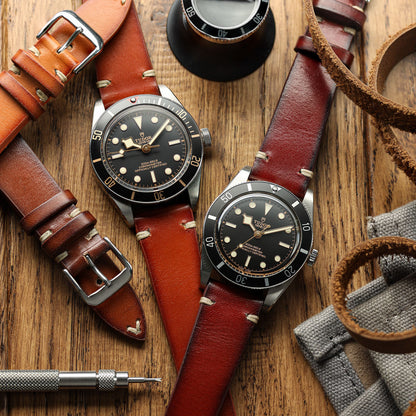 WatchGecko Oakley V-Stitch Hand-Painted Watch Strap - Cognac