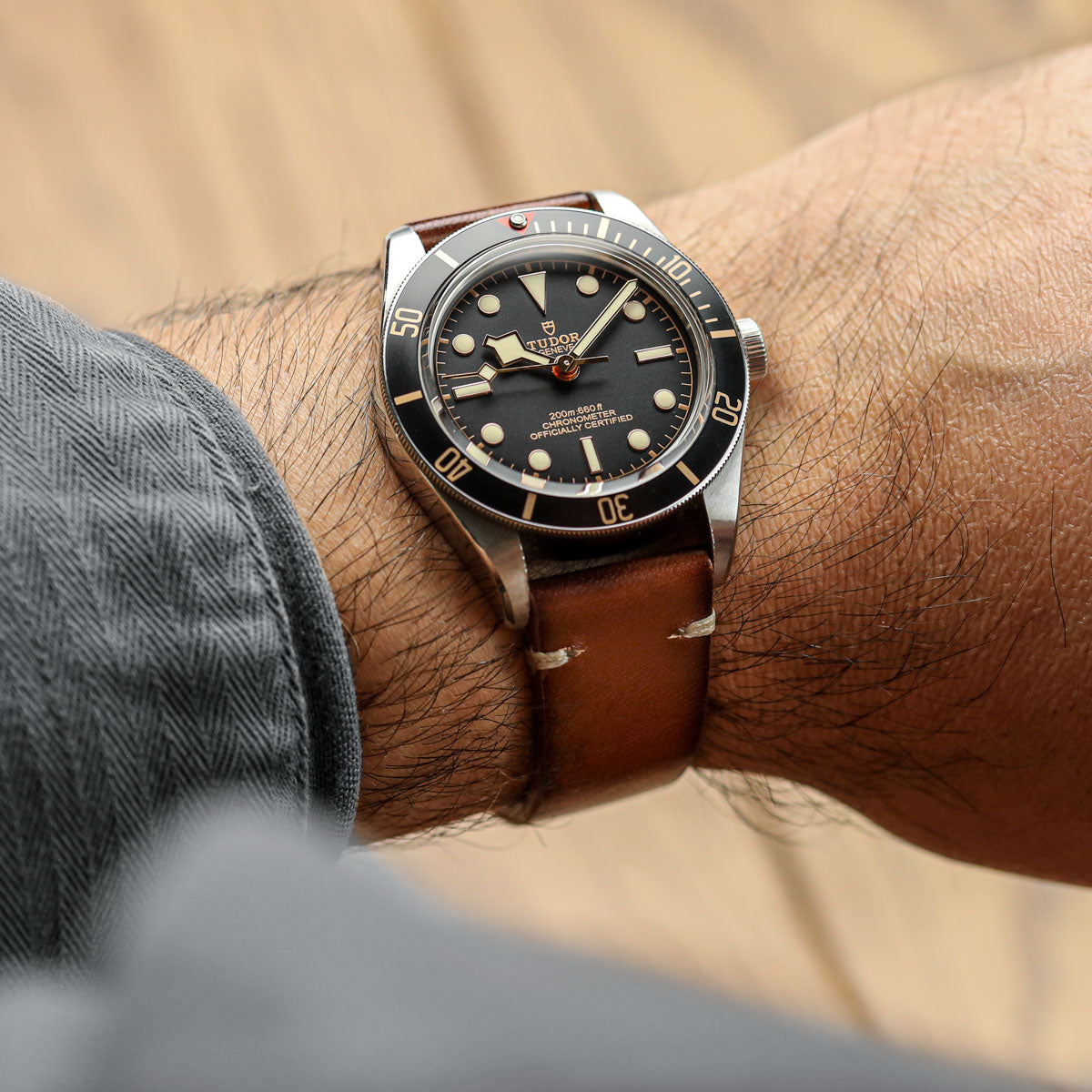 WatchGecko Oakley V-Stitch Hand-Painted Watch Strap - Cognac