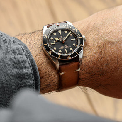 WatchGecko Oakley V-Stitch Hand-Painted Watch Strap - Cognac