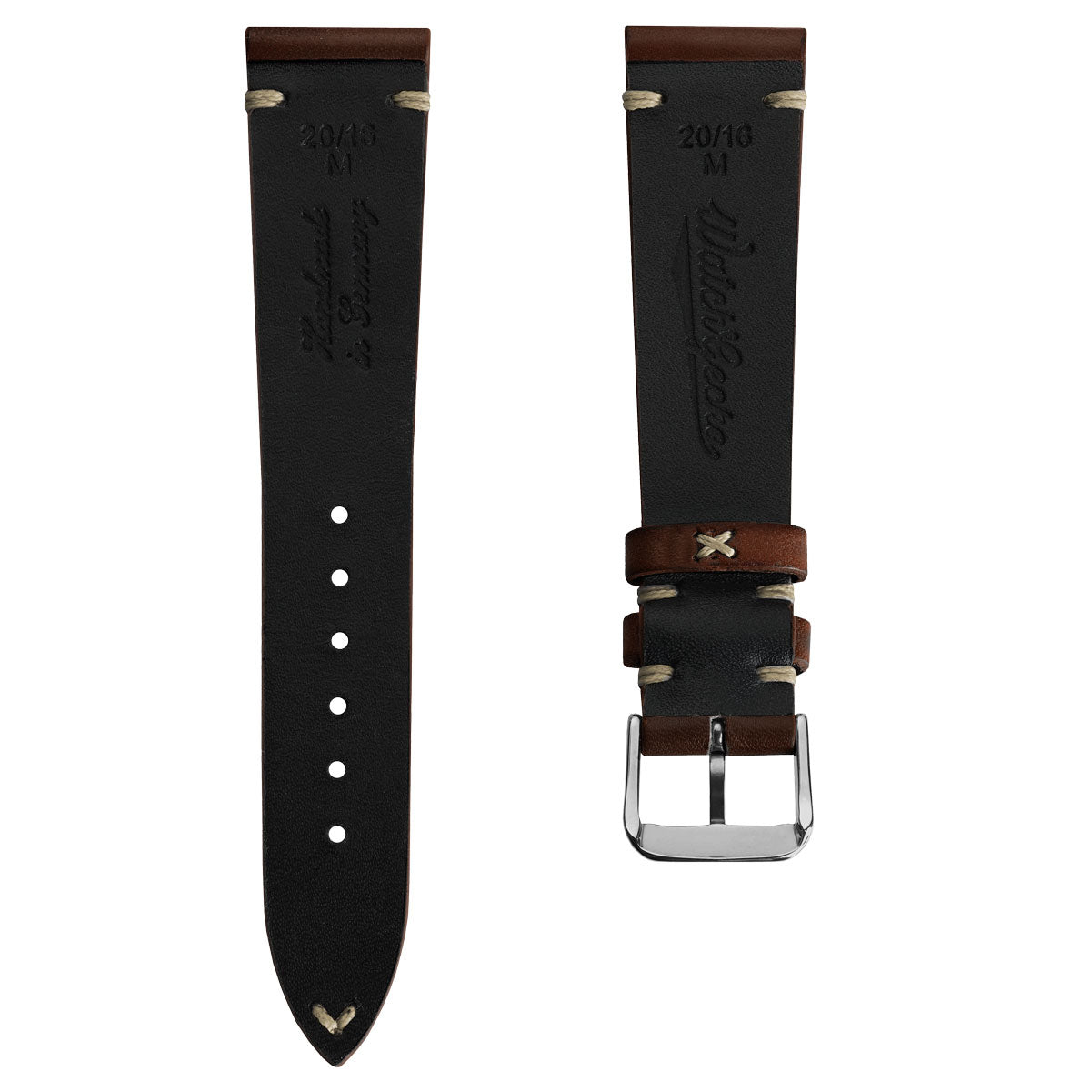 WatchGecko Oakley V-Stitch Hand-Painted Watch Strap - Dark Brown