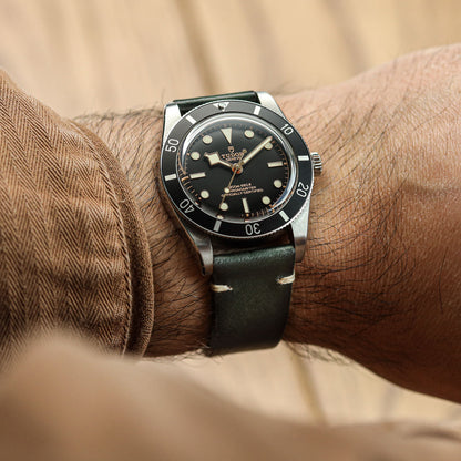 WatchGecko Oakley V-Stitch Hand-Painted Watch Strap - Forest Green