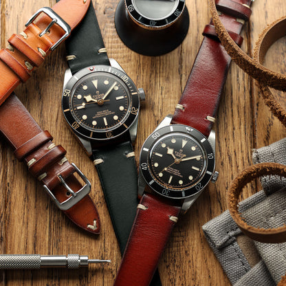 WatchGecko Oakley V-Stitch Hand-Painted Watch Strap - Forest Green