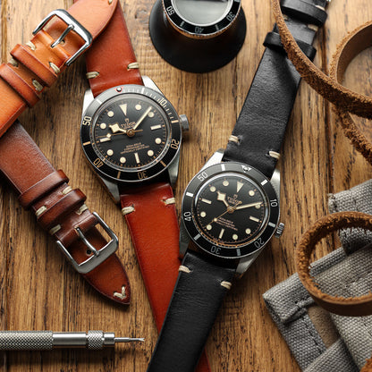 WatchGecko Oakley V-Stitch Hand-Painted Watch Strap - Dark Brown