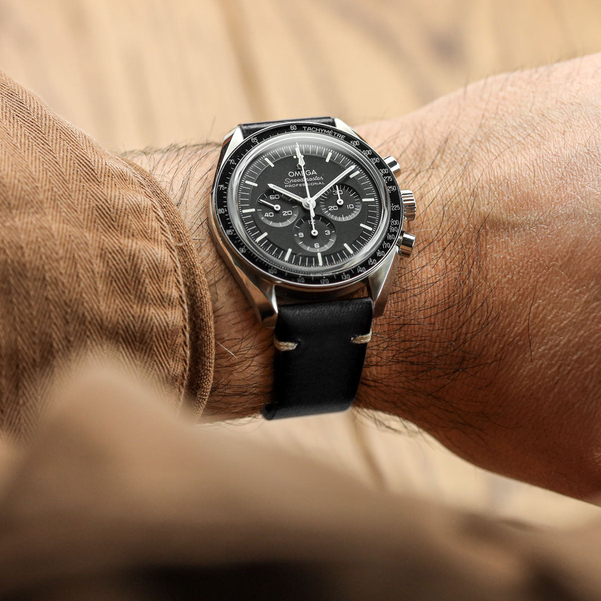 WatchGecko Oakley V-Stitch Hand-Painted Watch Strap - Black