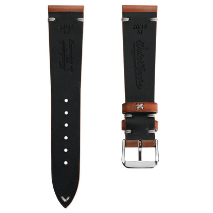 WatchGecko Oakley V-Stitch Hand-Painted Watch Strap - Medium Brown
