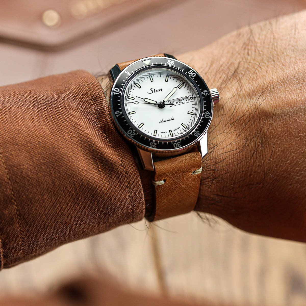 Cortez Vintage Stitching Genuine Leather Watch Strap - Cognac