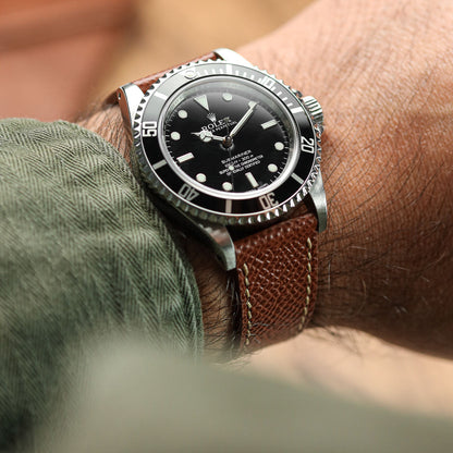 Cinturino per orologi in vera pelle italiana Epsom con cucitura a mano - tonalità Alpine Tan