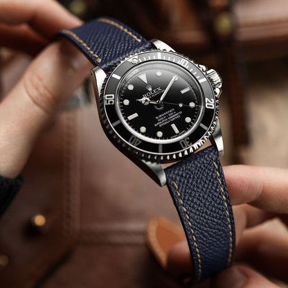 Reloj de correa de cuero italiano Epsom cosida a mano - Tierra alpina