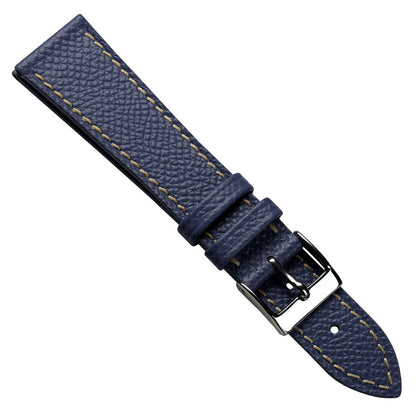 Cinturino per orologio in vera pelle italiana Epsom cucito a mano - Blu alpino