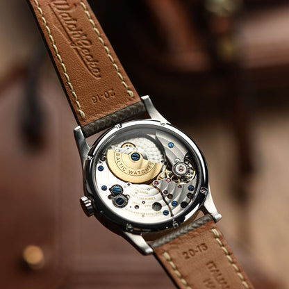 Cinturino per orologio in vera pelle italiana Epsom cucito a mano - Blu alpino