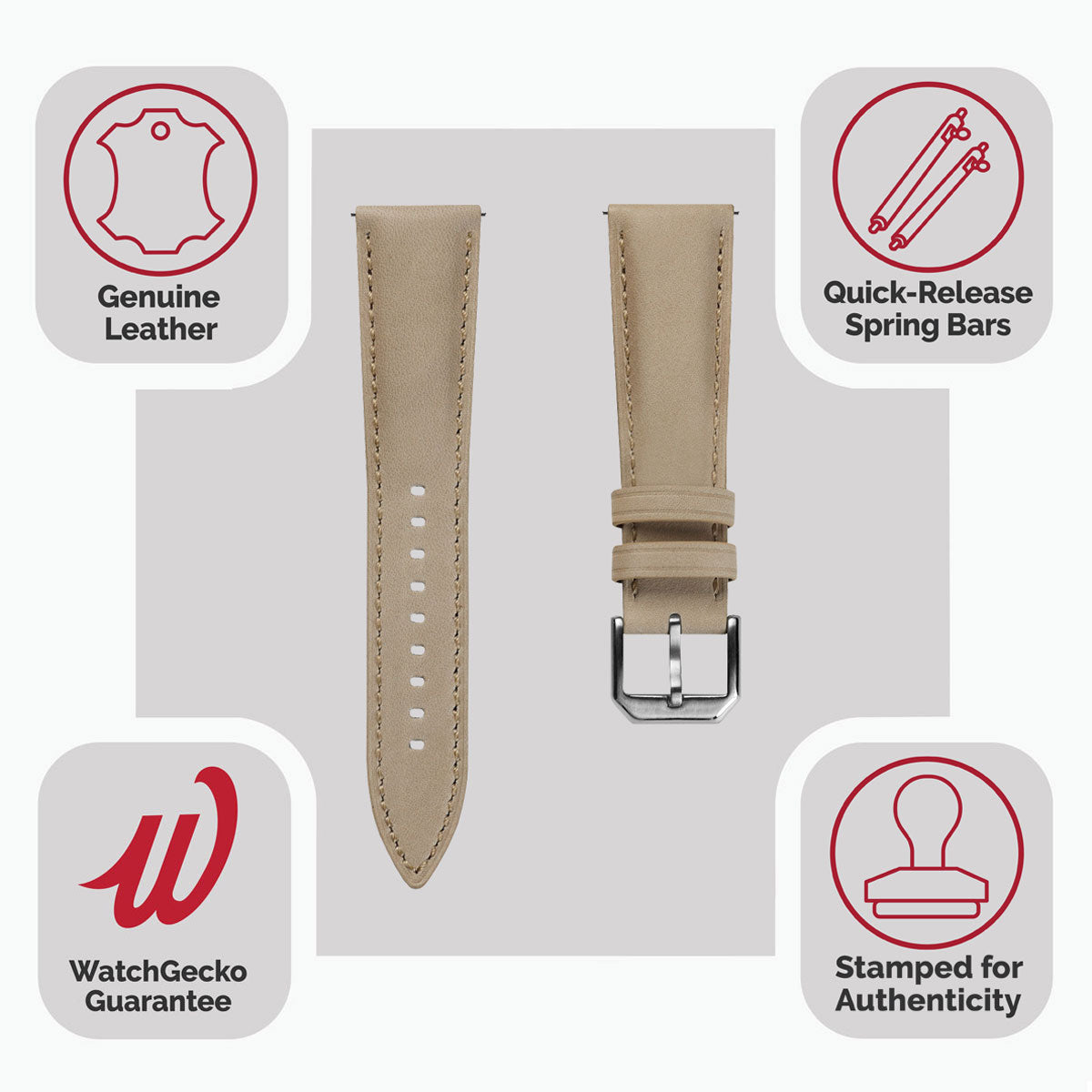 Bracelet en cuir véritable rembourré Whitby en beige pastel pour une élégance raffinée