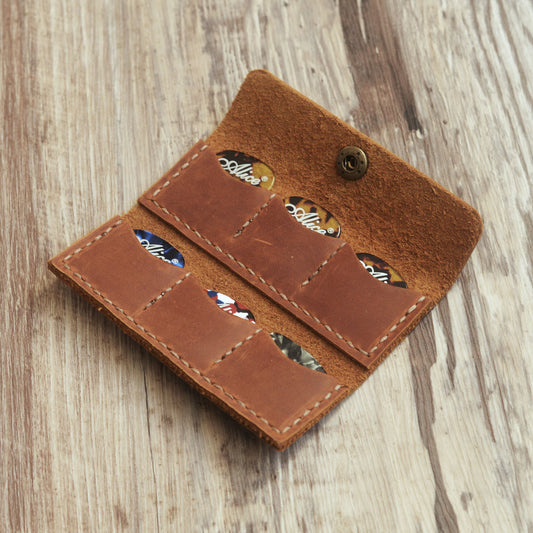 Étui personnalisé pour médiators de guitare, pochette porte-médiators en cuir vieilli, rangement pour 6 médiators – Cadeau parfait pour musiciens de guitare et ukulélés