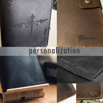 Étui en cuir personnalisé pour Kindle Scribe - Cuir gravé de style artisanal - Modèle 606-SC