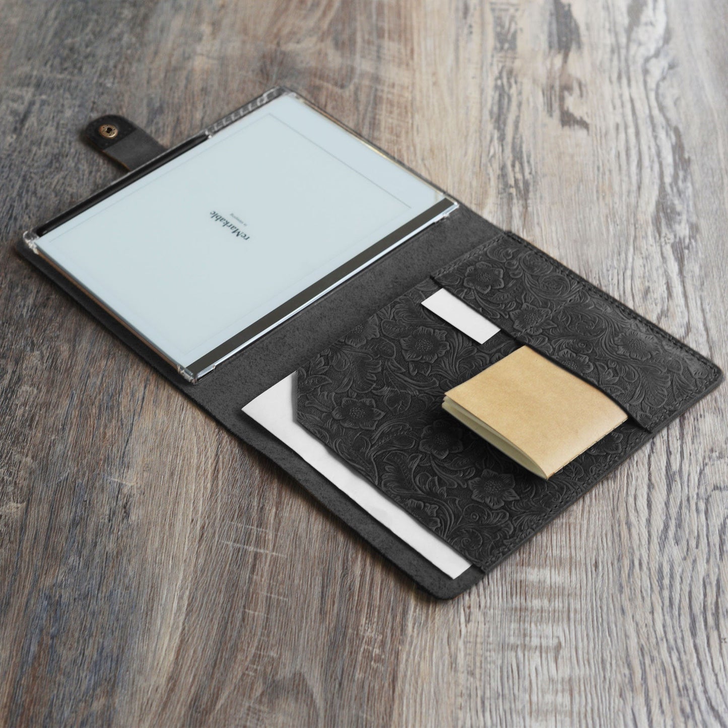 Folio en cuero personalizado para tableta reMarkable - Cuero trabajado a mano - Modelo 607