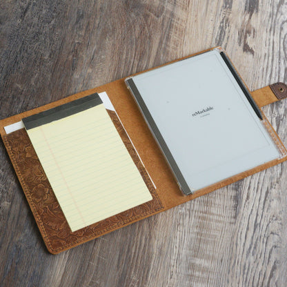 Folio en cuero personalizado para tableta reMarkable - Cuero trabajado a mano - Modelo 607