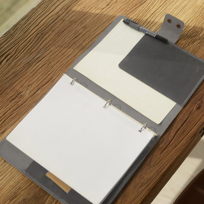 Cartera de Cuero Personalizada con aros 3, Compatible con papel de recarga 8.5 x 11 o A5, Cubierta de Cartera de Cuero - Cuero con acabado envejecido - D715