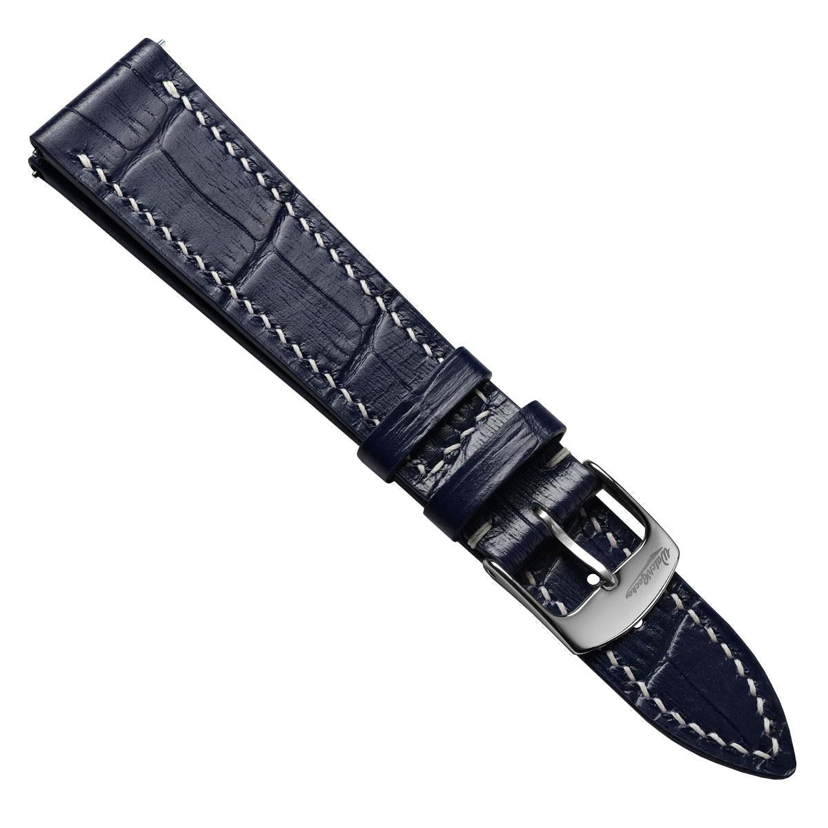Arnem Handgefertigter Kalbsleder-Uhrenarmband mit Alligator-Design in Navy Blau