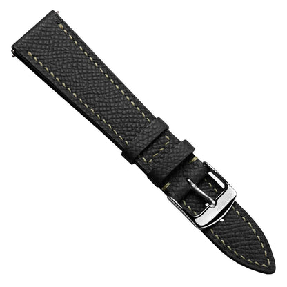 Hanley Textured Epsom Hand-Stitched Leather Watch Strap - Black