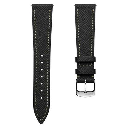 Hanley Textured Epsom Hand-Stitched Leather Watch Strap - Black