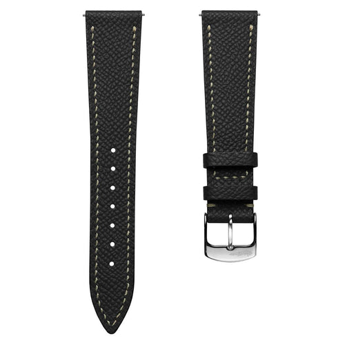 Hanley Textured Epsom Hand-Stitched Leather Watch Strap - Black