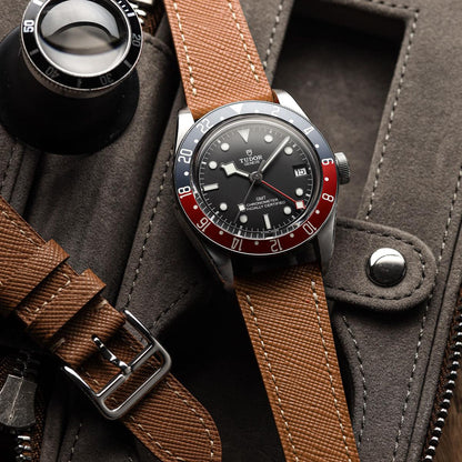 Brixham Saffiano Leather Watch Strap - Elegant Tan Accessory