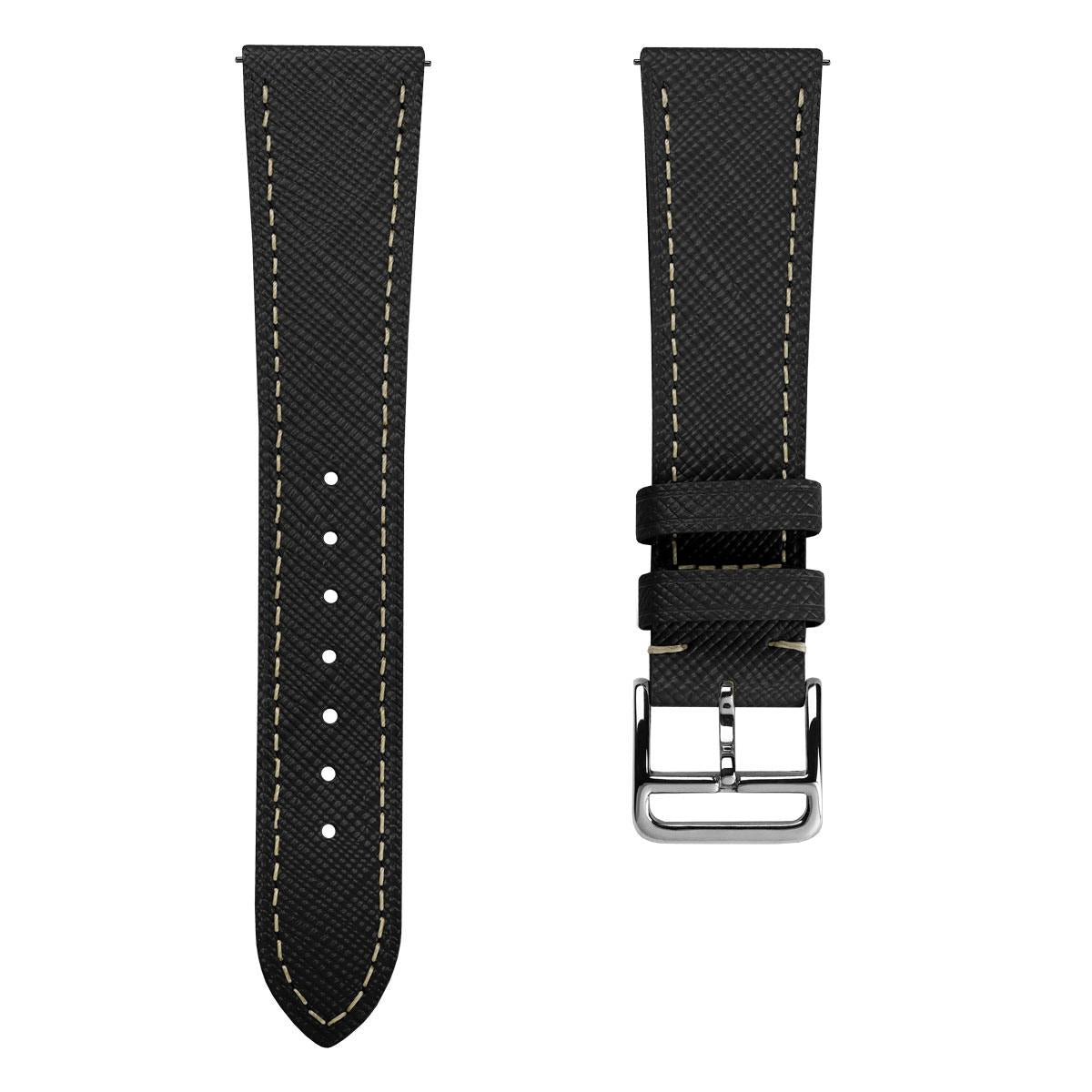 Bracelet montre en cuir Saffiano Brixham Noir Élégant