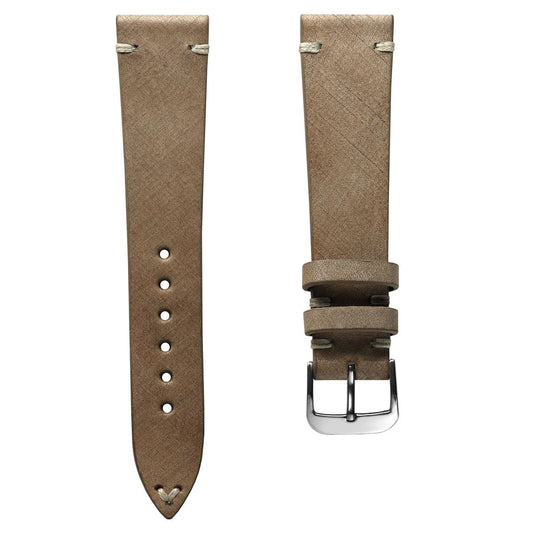 Cortez Vintage Stitching Genuine Leather Watch Strap - Beige