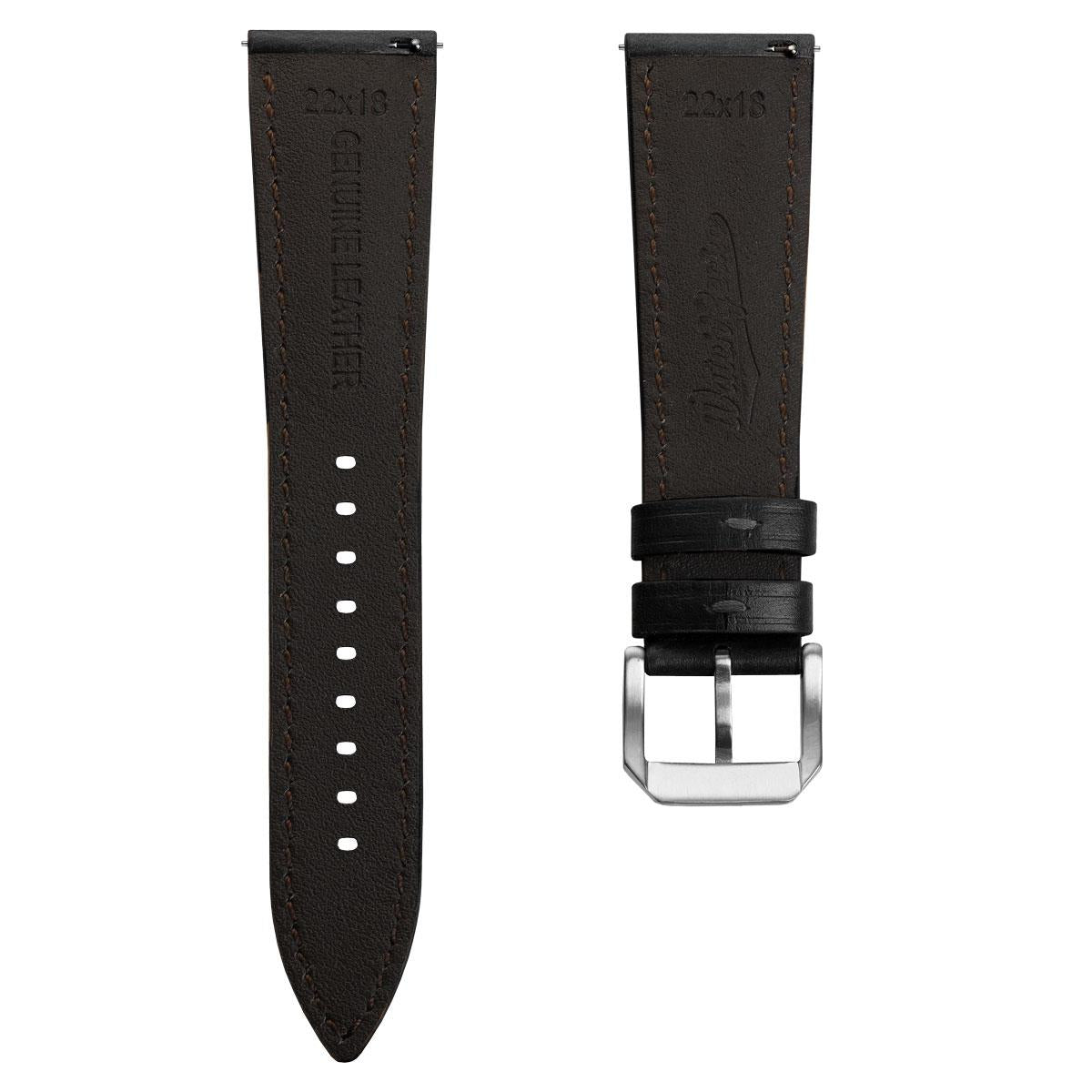 Tenby Genuine Leather Watch Strap – Elegant Black Padded Design
