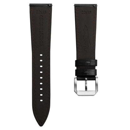 Tenby Genuine Leather Watch Strap – Elegant Black Padded Design