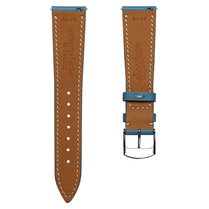 Hanley Textured Epsom Hand-Stitched Leather Watch Strap - Light Blue