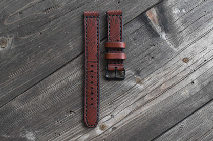Classic Watch Strap - Medium Brown Topo Map