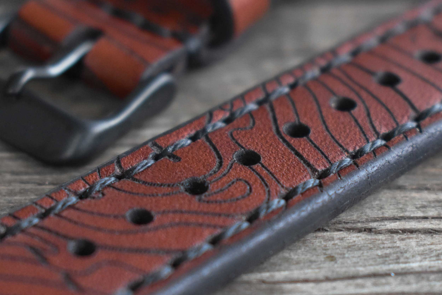 Classic Watch Strap - Medium Brown Topo Map