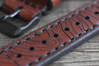 Classic Watch Strap - Medium Brown Topo Map