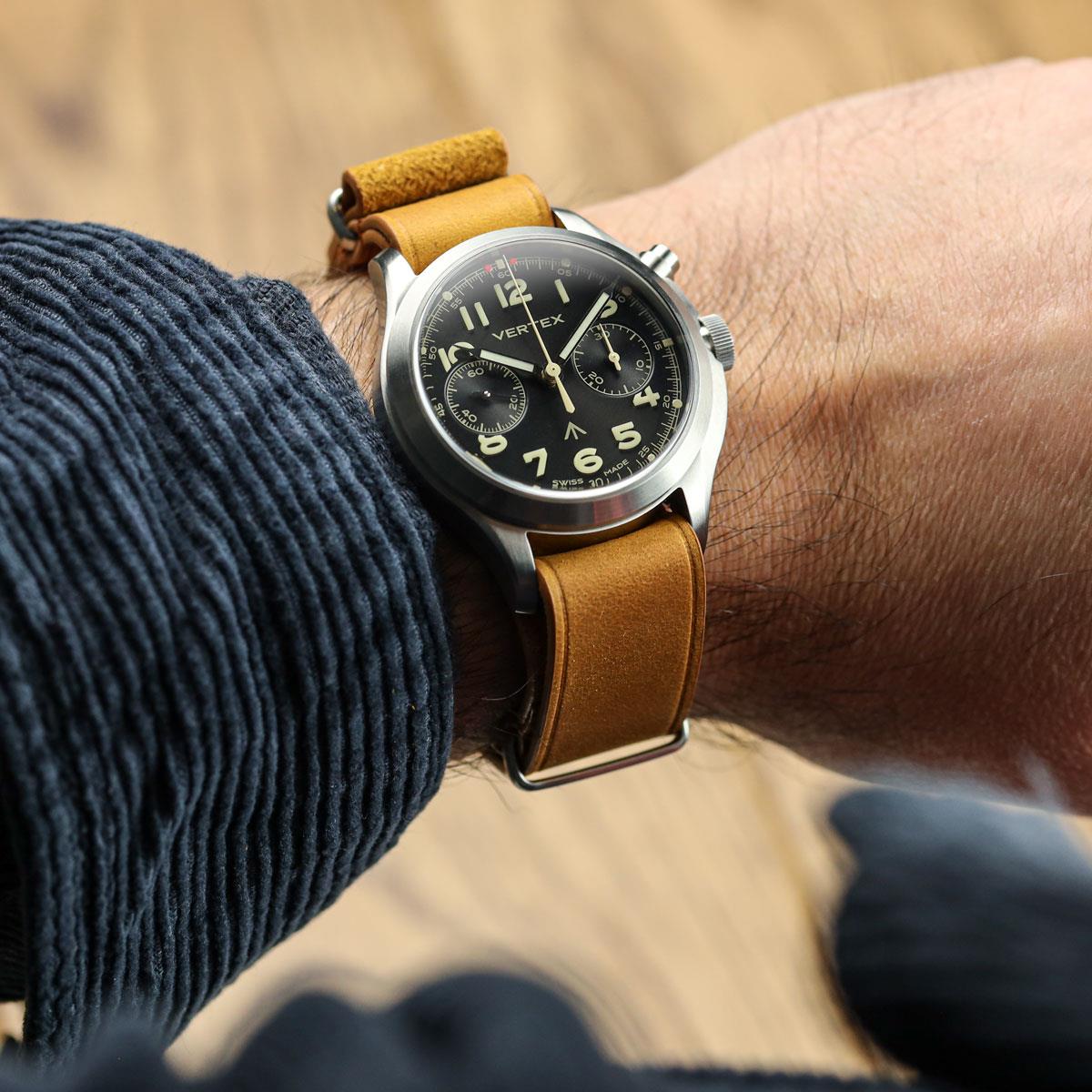 Cambridge Genuine Leather British Military Watch Strap - Light Brown