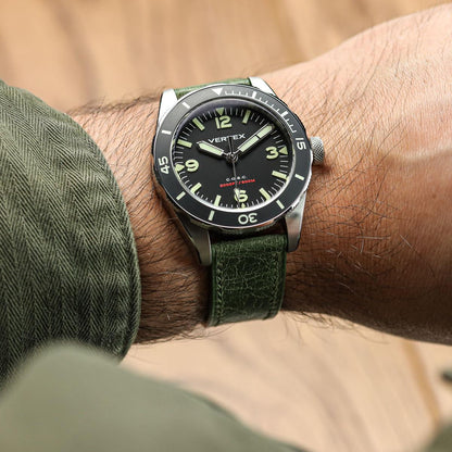 Ravello Langunt Tuscan Leather Watch Strap - Elegant Green Design