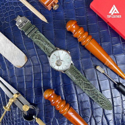 Genuine Ostrich Leather Watch Strap Band for Apple Watch, Samsung Galaxy Watch, Mechanical Watch - Green