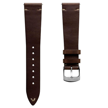 Genuine Horween Chromexcel® V-Stitch Leather Watch Strap - Chromexcel Dark Brown