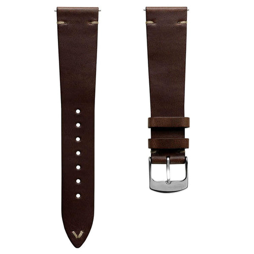 Genuine Horween Chromexcel® V-Stitch Leather Watch Strap - Chromexcel Dark Brown