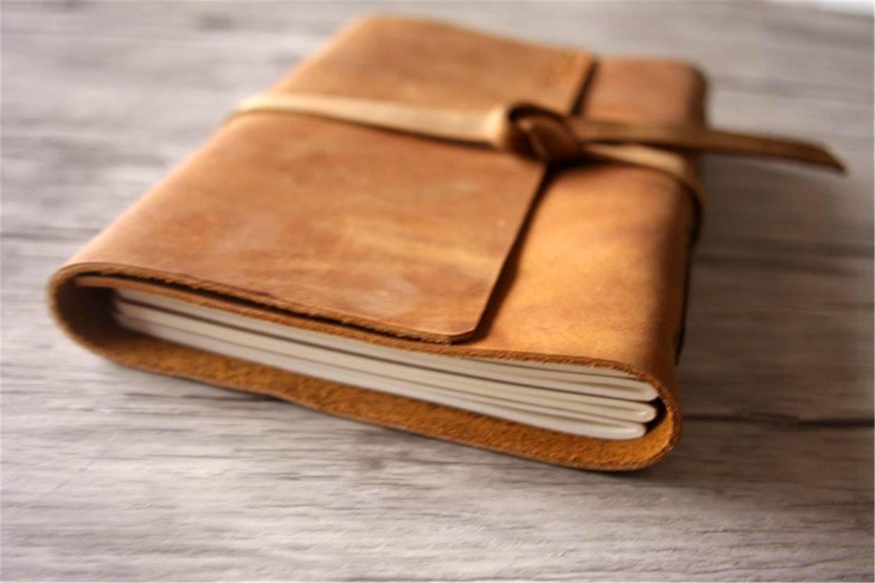 Distressed engraved Leather Notebook A5