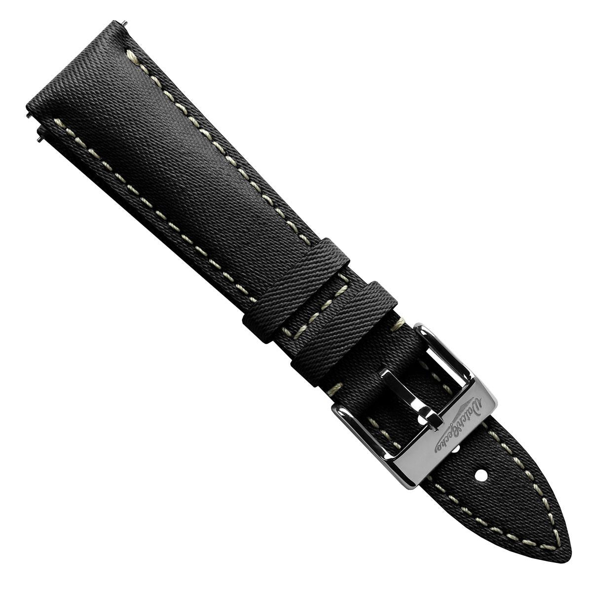 Original Highley Padded Denim Italian Leather Watch Strap - Black