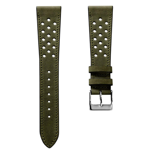Bracelet en cuir perforé WatchGecko Missouri - Vert Élégant