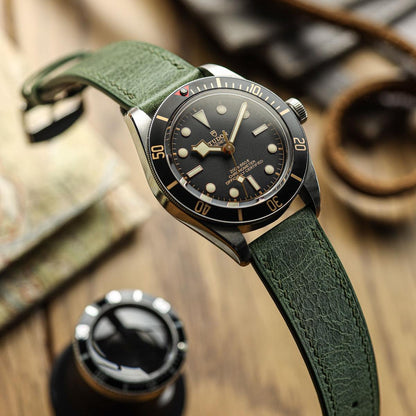 Ravello Langunt Tuscan Leather Watch Strap - Elegant Green Design