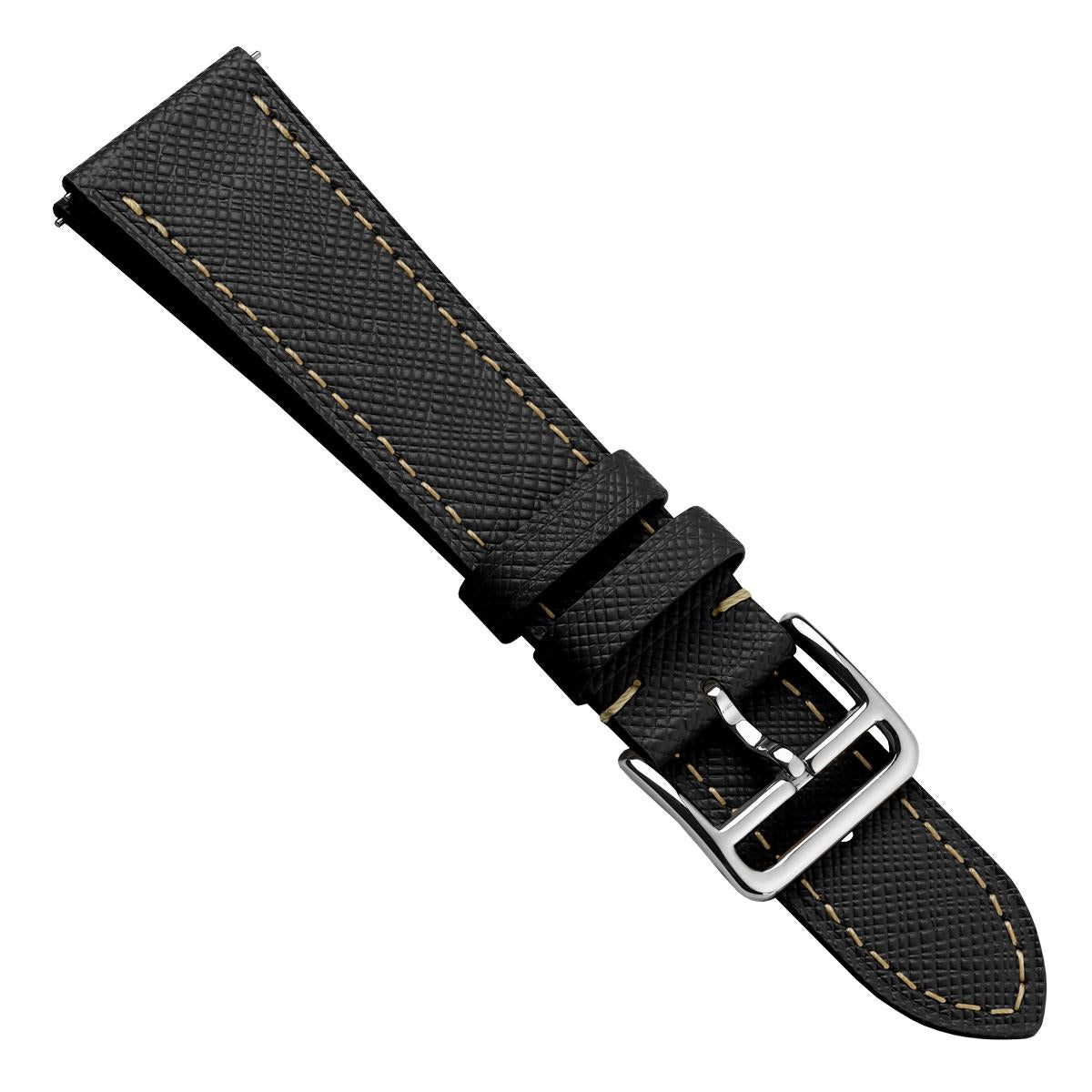 Bracelet montre en cuir Saffiano Brixham Noir Élégant