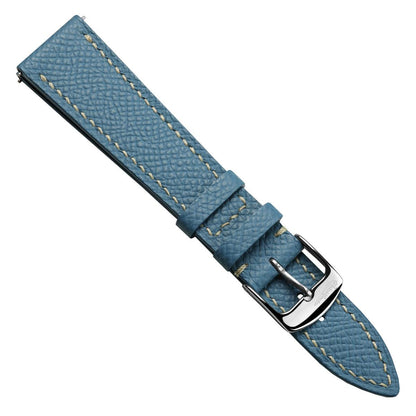 Hanley Textured Epsom Hand-Stitched Leather Watch Strap - Light Blue