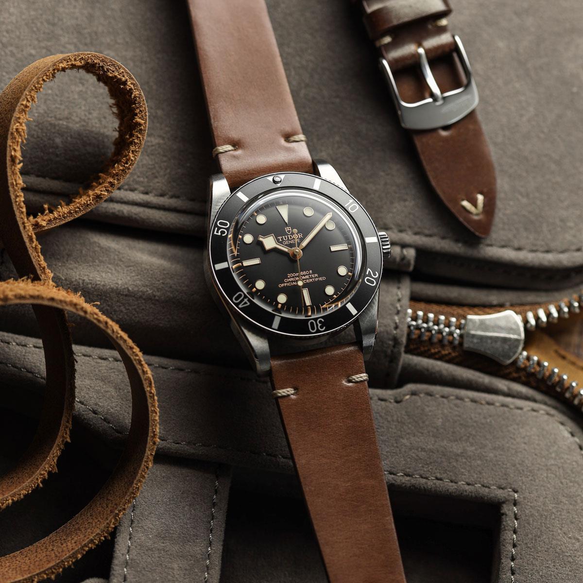 Bracelet Montre en Cuir Shell Cordovan Cromford Horween - Marron Moyen