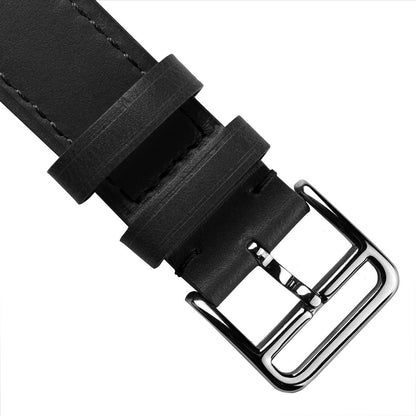 Bracelet de montre en cuir plat Brixham - Élégance intemporelle en noir profond
