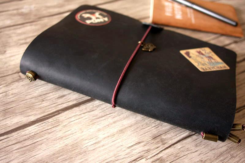Custom Black Leather Notebook