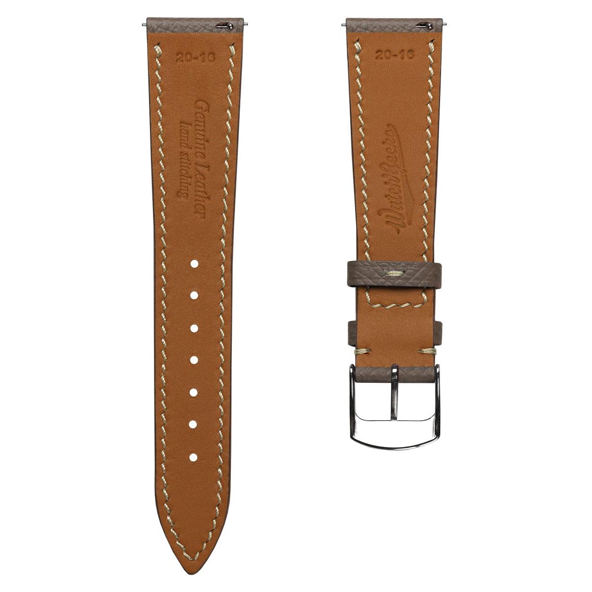 Hanley Textured Epsom Hand-Stitched Leather Watch Strap - Taupe